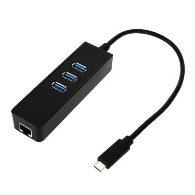 China USB 3.0 C Hub 3 USB-A Ports / RJ45 Gigabit Ethernet Network Adapter USB-C to Lan Dongle for sale