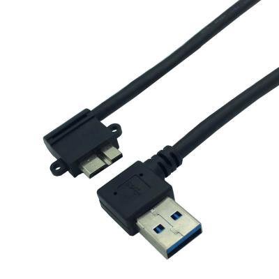 China Straight Angled A M To Micro B M USB 3.0 Panel Mount Cable with Screw for sale