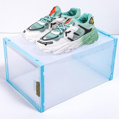 China Simple Thickened Dustproof Hard Shoe Frame Sports Shoe Box Storage Box Transparent Plastic Single Sneakers Shoes Box for sale