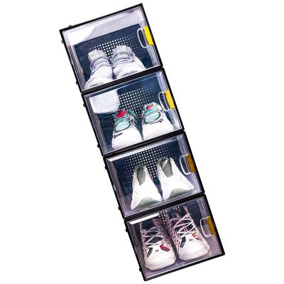 China NEW Transparent Plastic Single Sneakers Shoe Cabinet Storage Box Single Thickened Dustproof Hard Shoe Box Sports Shoe Box for sale