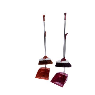 China Stainless Steel Wool Lobby Broom Dustpan Set Combination Broom Cleaning Utensils Long Handle Plastic Soft Dustpan Household for sale