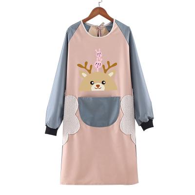 China Autumn and winter adult work clothes cartoon kitchen long sleeve overclothes thickening waterproof oil-proof apron wholesale for sale