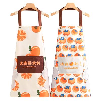 China Waterproof Apron Women's Fashion Kitchen Household Workwear Erasable Apron Printed Logo Overclothes for sale