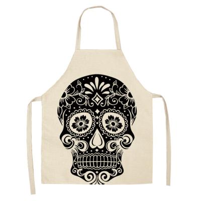 China Apron Fashion Personality Printing Apron Halloween Cotton Cleaning Neck-hanging Canvas Sleeveless Apron for sale