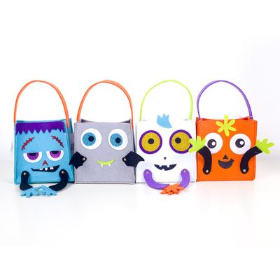 China Wholesale Festival Decoration 2022 Halloween Bucket Felt Tote Bags Gift Kids Baskets For Candy for sale