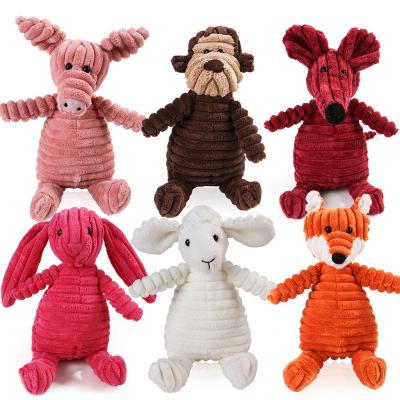 China Viable Corduroy Dog Shape Plush Dog Toy Bite Dog Chew Animal Toys for sale