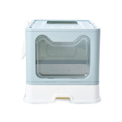 China Large Stocked Splash Proof Collapsible Bed Pan Fully Enclosed Cat Litter Box Pet Cleaning for sale