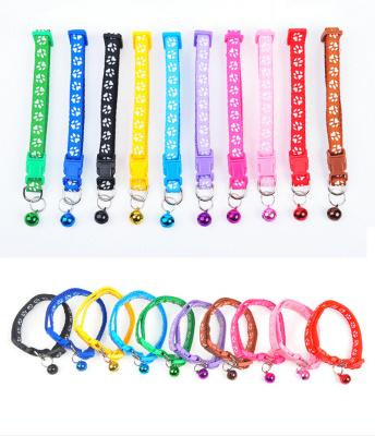 China Viable Dog Collars Paw Print Cat Collar Adjustable with Bell Deluxe Dog Collar for sale