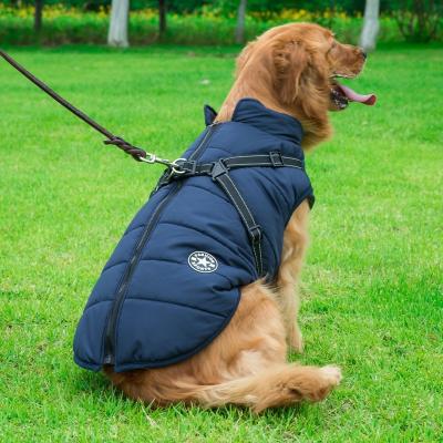 China Sustainable Pet Apparel Large And Accessories Dog Jacket With Harness Winter Warm Dog Clothes for sale