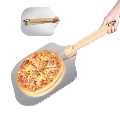 China Sustainable Wooden Aluminum Pizza Cutter Elevator Peel Peel Pizza Handle Baking Accessories For Kitchen Baking Tools for sale