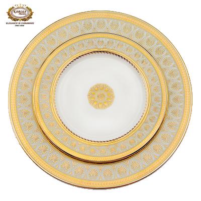 China Viable Luxury Pure Bone China Tableware Gold Style Bone China Tableware Royal Dinner Sets Decoration for sale