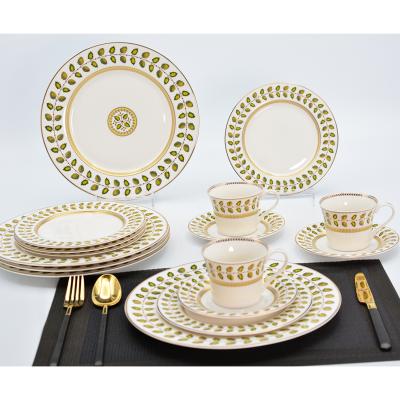 China Sustainable High Quality Flower Design Germany Embossed 999.9 Pure Gold Dinner Tea Set And Set for sale