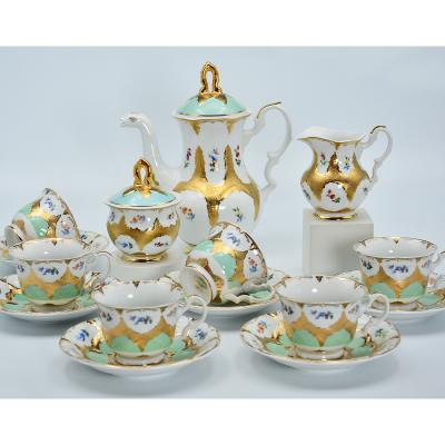 China Sustainable 24K Embossed Gold Tea Set Coffee Set Bone China Gold Coffee Set for sale