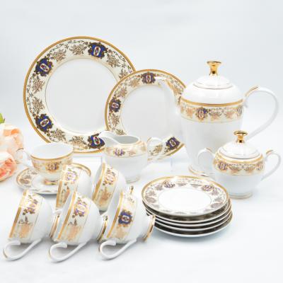 China Sustainable Germany gold rim coffee set royal cup&saucer gold set luxury tea set gold dinner plate for sale