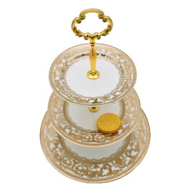 China 9999 Viable Pure Embossed Gold Plated Cake Set Luxury Gold Dinner Set for sale