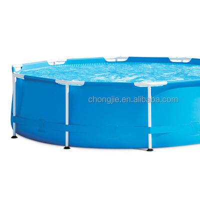 China Large PVC+Iron Hose China Factory Price Inflatable Easy Set Good Round Over Ground Family PVC Swimming Pools for sale