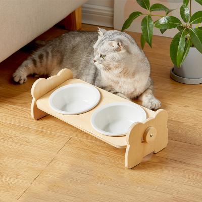 China Viable New Style Portable Non-slip Tilting Ceramic Pet Food Protective Bowl for sale