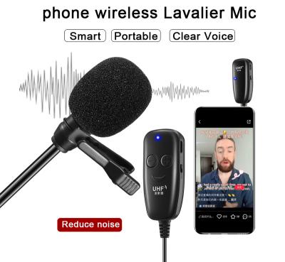 China Wireless Lavalier Microphone UHF Lavalier Microphone Lapel Microphone Interview Microphone For iPhone Android Phone iPad DSLR PC Laptop Youtube Live for sale