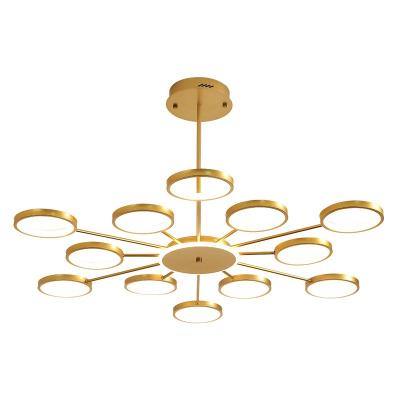 China 2020 NEW 52W 6 HEADS Modern Simple Contemporary Chandelier Gold Color LED Chandelier Pendant Ceiling Lights for sale