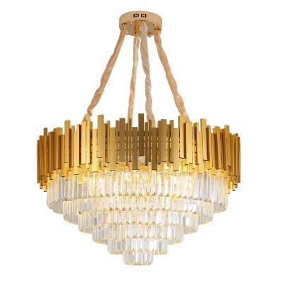 China Home Chandelier Gold Post LED Pendant Lights Modern Hotel Decorative Large Luxury Crystal Chandeliers for sale