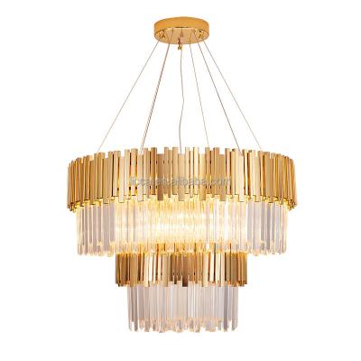 China Gold Post LED Pendant Light Modern Decorative Modern Large Chandelier Luxury Crystal Chandeliers For Home for sale