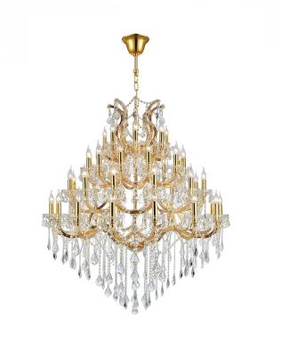 China European color crystal chandeliers gold stair lobby chandelier Maria Theresa style luxury48 villa pendant lights for sale