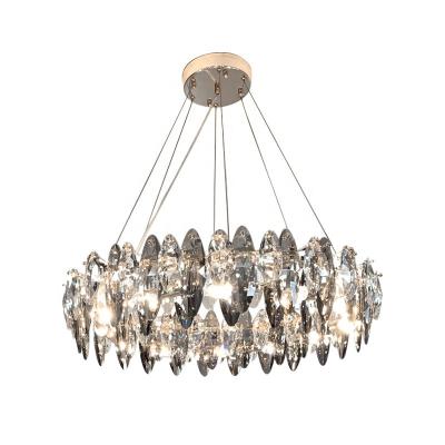 China Post-modern luxurious crystal ring design chandelier creative living room circle pendant lighting for sale