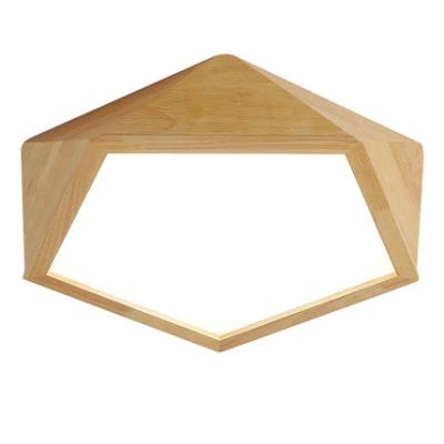 China Modern Modern Energy Saving Living Room Shape Ceiling Lamp Geometric Wooden LED Ceiling Lamp for sale