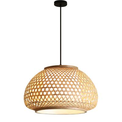 China China factory direct sale modern simple bamboo handcrafted woven pendant lamp cage hanging light for sale