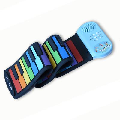 China Eco-friendly Material Toy Piano Manufacturer Keyboard Roll Up Colorful Silicone Piano Keyboard for sale