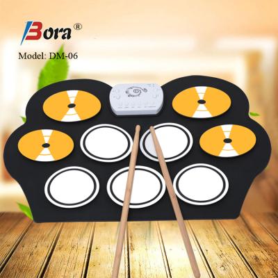 China Hot Sale Foldable Silicone Bora Musical Instruments Drum Kit Drum Practice Pad for sale