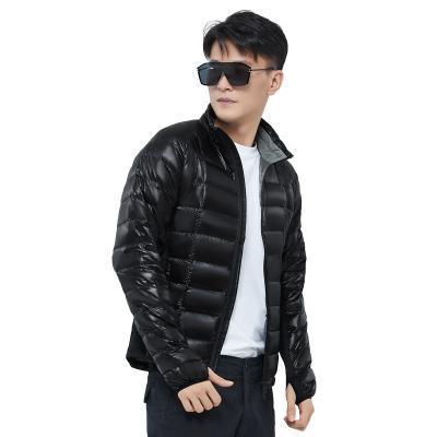 China Waterproof Mens Slim Jacket Made FM Black Ribstop Spring Nylon Winter / Leisure Down Jacket for sale