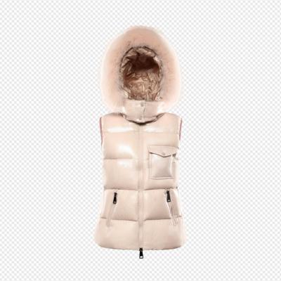 China Bechance breathable ladies fashion chiffon bottom vest with fur hood bottom puffy vest for sale