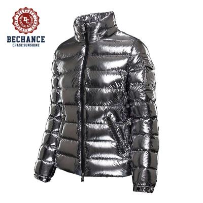 China Winter Sustainable Ribbon Shiny High Street Padded Jacket For Padded Winter Jacket With Down Feather Polyester for sale