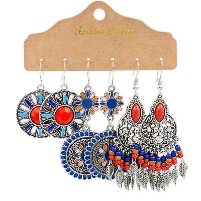 China 2020 Fashion Bohemian Set Of Fashionable Female Creative Drop-shaped Earrings Alloy Tassel Earrings for sale