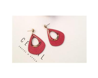 China Simple wild wooden earrings Korean fashion wooden personality earrings long for sale