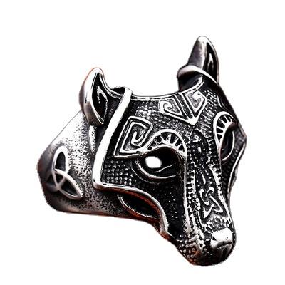 China FASHIONABLE wholesale hotselling men's stainless steel head wolf viking titanium steel ring for sale