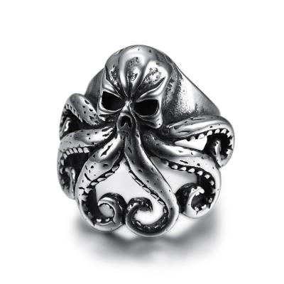 China Hot Selling Jewelry TRENDY Octopus Skull Ring 316L Stainless Steel Seaman Rings For Men Puck Biker Jewelry Gifts for sale