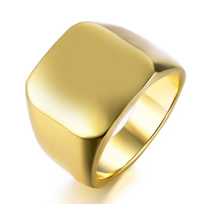 China FASHIONABLE Large Flat Simple Soft Simple Lightweight Ring Body Square Male Gold Rings for sale