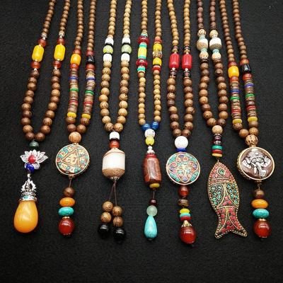 China Mala Beads Wrap Necklace TRENDY For Yoga Charm Bracelet Buddha Necklace Natural Wood Jewelry For Women Men for sale