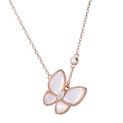 China FASHIONABLE 2020 Sterling Silver Butterfly Pendant White Roman Necklace Butterfly Necklace 925 Sterling Silver Jewelry for sale