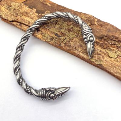 China Viking Raven Heads Norse Arm Ring Cuff Bracelet Viking Stainless Steel Fashion Odin Bracelet for sale