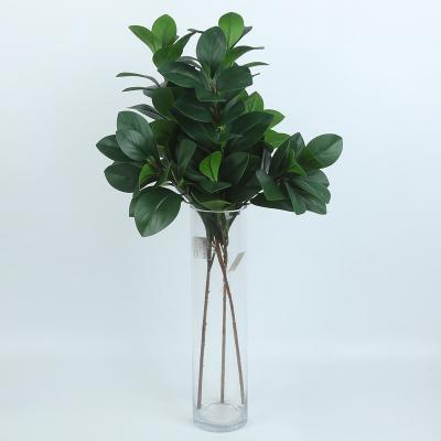 China High Simulation Selling Single Durable Artificial Green Garden Realistic Pea Branch 3 Leaf for sale