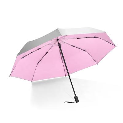 China Shine Color Folding Ladies Fashion Double Layer Umbrella 3 Fold Manual Open Umbrella With Silver UV Coating for sale