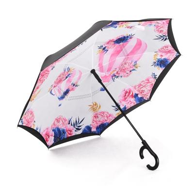 China All in 1 high quality inside full printed automatic inverted umbrella umbrella with logo printing for sale