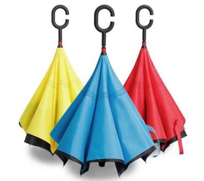 China Wholesale Cheap Inverted Umbrella CLASSIC With C Handle Inverted Umbrella Umbrella Plain Pongee Fabric Inside Out for sale