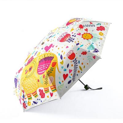 China Folding Folding Umbrella Printing Logo Ladies Manual Open 3 Small Umbrella UV Protection Times for sale