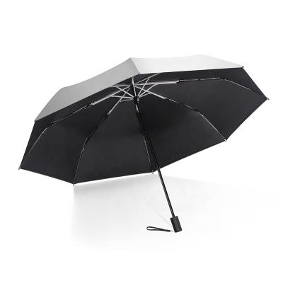 China Black Manual Folding Umbrella Double Layer Open Silver Coating Umbrella Factory in Guangdong for sale