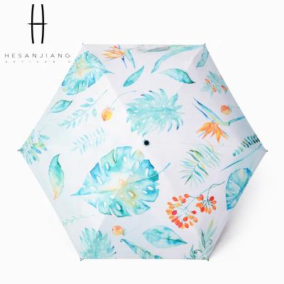 China Fold Small 5 Fold Ultra Light Mini Umbrella With Case UV Sun Protection Umbrella for sale