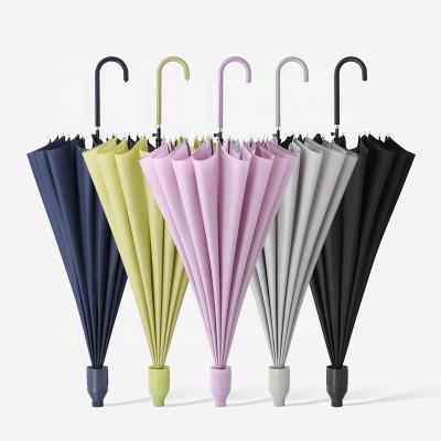 China CLASSIC Faux Leather Handle Curved Pastel Pure Color No Drip Plastic Waterproof Girl Umbrella Cover Umbrella for sale